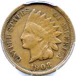 1908 S US penny, Indian head