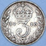 1910 UK threepence value, Edward VII