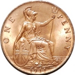 1911 UK penny value, George V