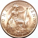 1912 h UK penny value, George V, Heaton mint