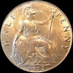1912 UK halfpenny value, George V