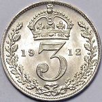 1912 UK threepence value, George V