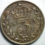 1913 UK threepence value, George V