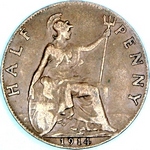 1914 UK halfpenny value, George V