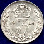1914 UK threepence value, George V