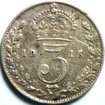 1915 UK threepence value, George V