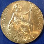 1916 UK halfpenny value, George V