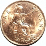 1916 UK penny value, George V