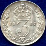 1917 UK threepence value, George V