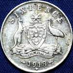 1918 Australian sixpence