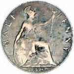 1918 UK halfpenny value, George V
