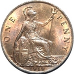1919 h UK penny value, George V, Heaton mint