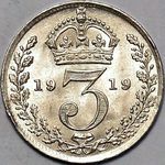 1919 UK threepence value, George V