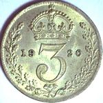 1920 UK threepence value, George V, 92.5% silver