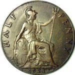 1921 UK halfpenny value, George V
