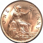 1921 UK penny value, George V