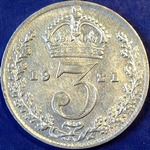 1921 UK threepence value, George V