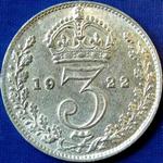 1922 UK threepence value, George V
