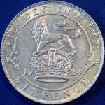 1924 UK sixpence value, George V