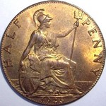 1925 UK halfpenny value, George V, normal effigy