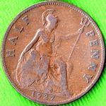 1927 UK halfpenny value, George V