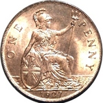 1927 UK penny value, George V