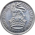 1927 UK shilling value, George V, second reverse