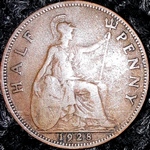 1928 UK halfpenny value, George V