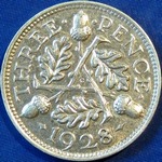 1928 UK threepence value, George V