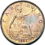1931 UK farthing value, George V