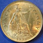1931 UK halfpenny value, George V