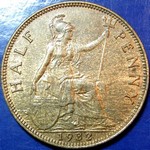 1932 UK halfpenny value, George V