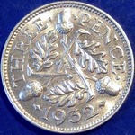 1932 UK threepence value, George V