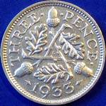 1933 UK threepence value, George V