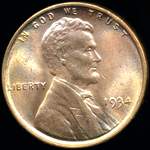 1934 P US penny, Lincoln wheat