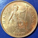 1935 UK halfpenny value, George V