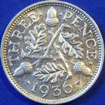 1936 UK threepence value, George V