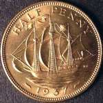 1937 UK halfpenny value, George VI