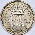 1937 UK sixpence value, George VI