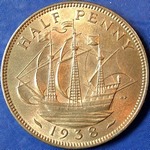 1938 UK halfpenny value, George VI
