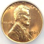 1939 P US penny, Lincoln wheat