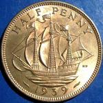 1939 UK halfpenny value, George VI