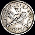 1940 New Zealand threepence