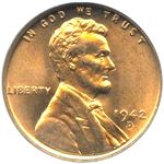 1942 D US penny, Lincoln wheat