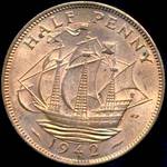 1942 UK halfpenny value, George VI