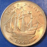 1943 UK halfpenny value, George VI