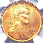 1944 D US penny, Lincoln wheat, D over S