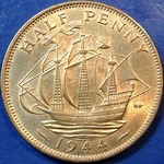 1944 UK halfpenny value, George VI