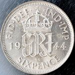1944 UK sixpence value, George VI