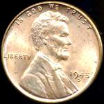 1945 D US penny, Lincoln wheat